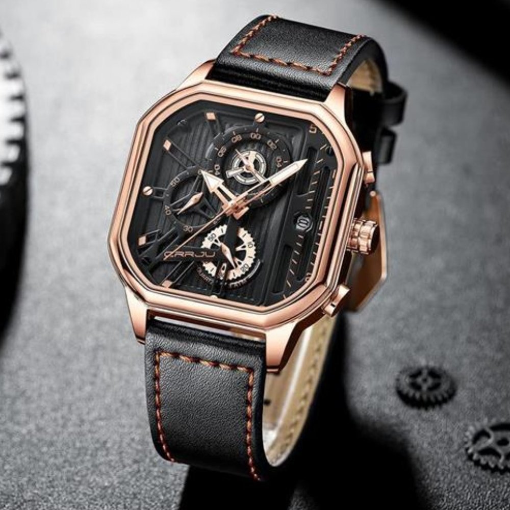 Men Rose Gold/Black Fashion Business Watch